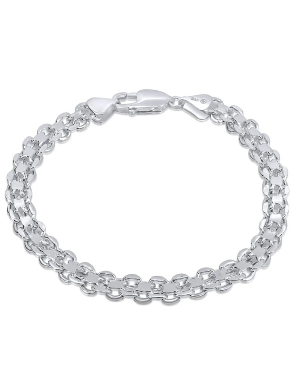 Sterling Silver 925 High Polished Double Link Bracelet 6.5mm 8 inches